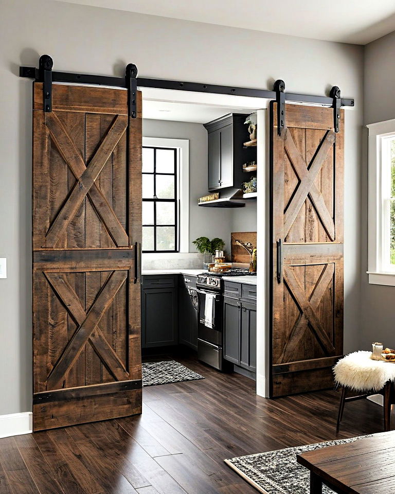 rustic barn door to save space