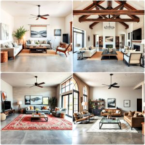 rustic concrete floor living room ideas