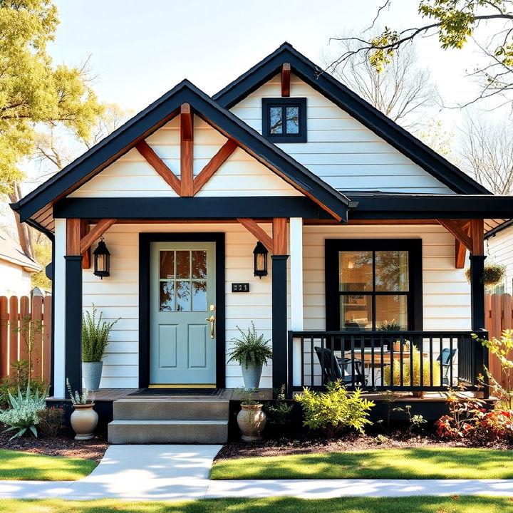 rustic cottage house with black accents