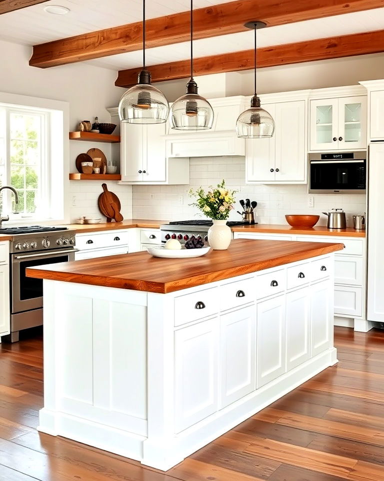 rustic kitchen island with wood top