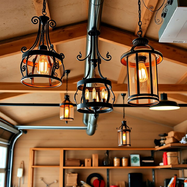 rustic light fixtures for an ambient garage lighting