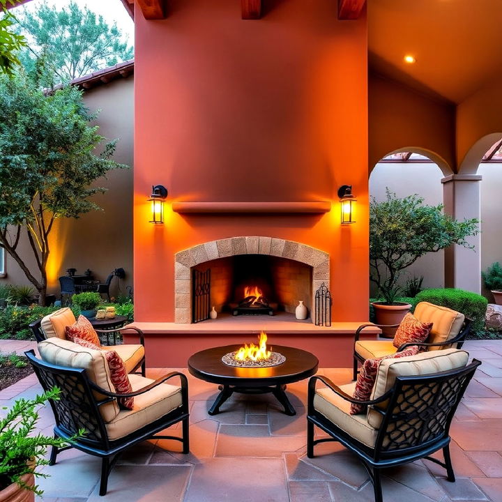 rustic outdoor clay fireplace