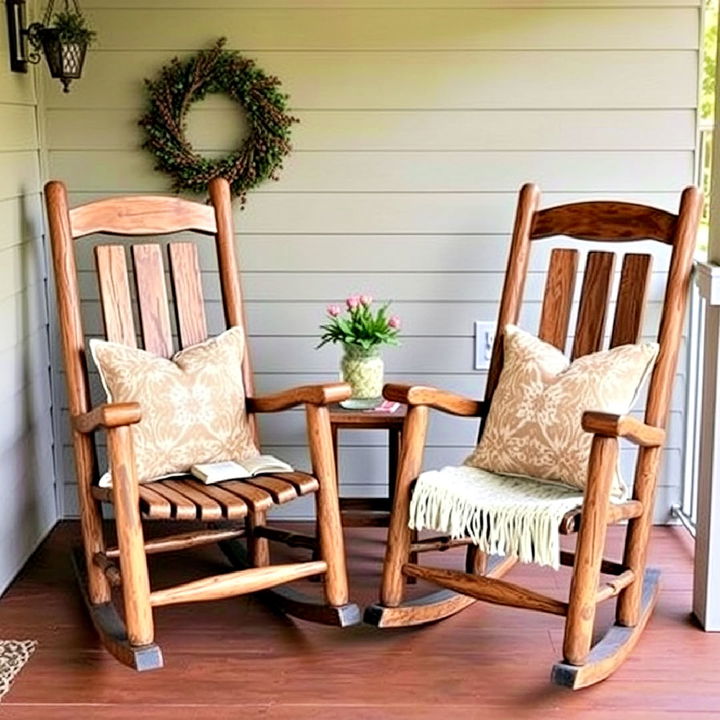 rustic rocking chairs to add comfort to your side porch