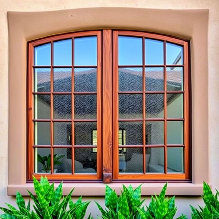 rustic spanish style wooden frames windows