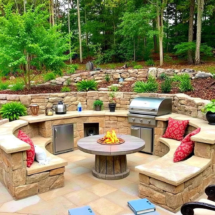 rustic stone grill bbq area haven