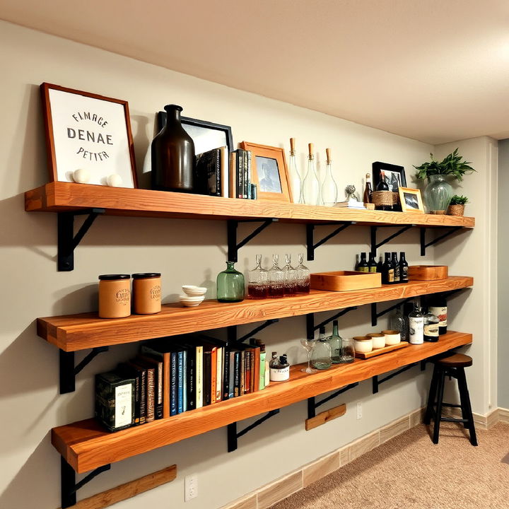 rustic storage solution with wooden shelves