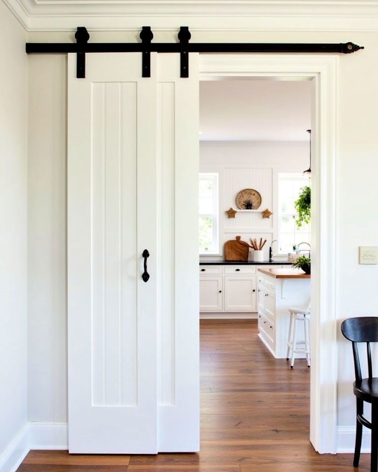 rustic white barn door to add rustic charm