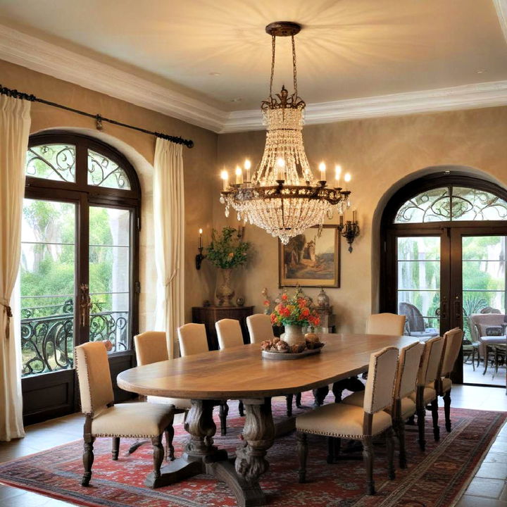 rustic yet elegant spanish style dining room chandelier