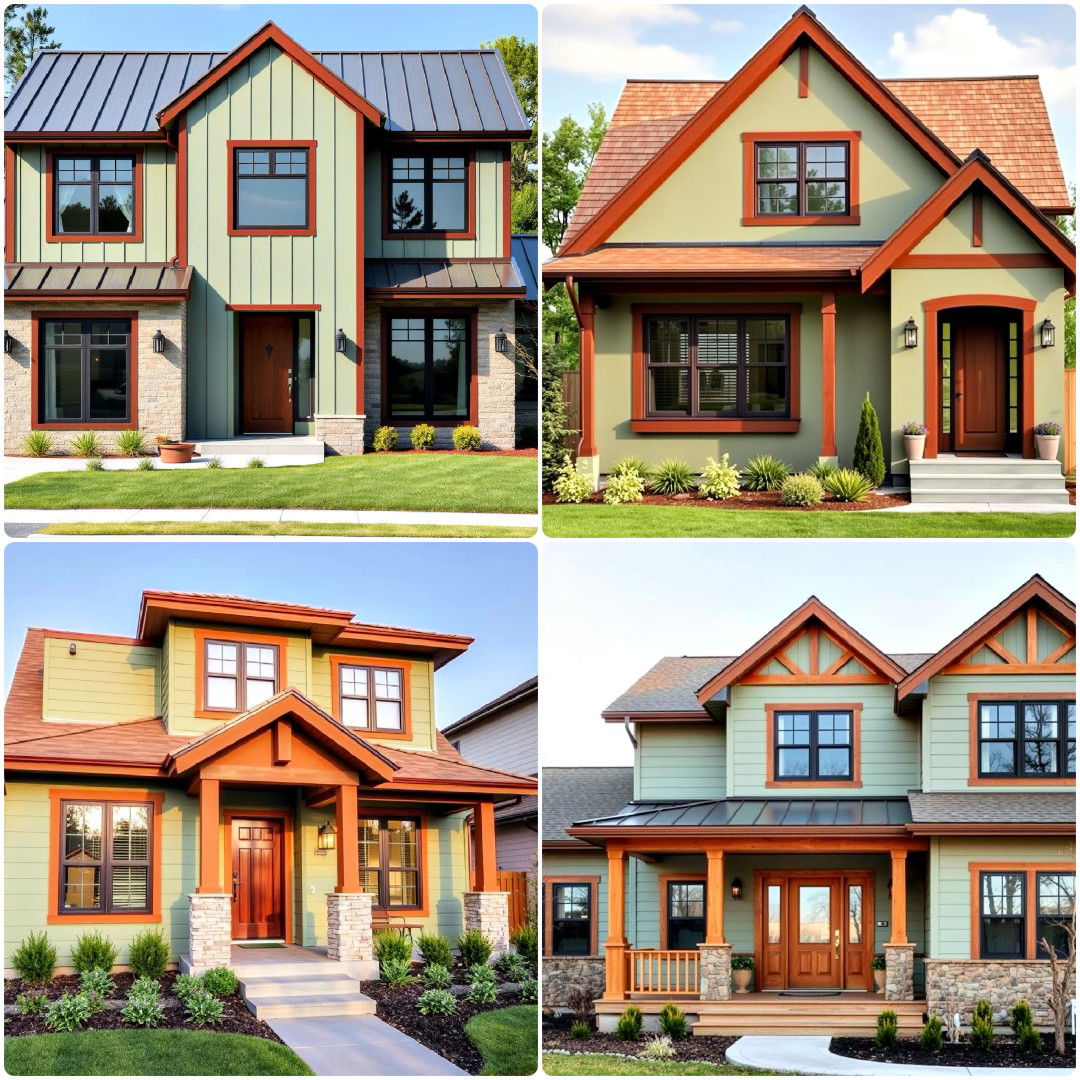 20 Sage Green Houses With Brown Trims You’ll Love