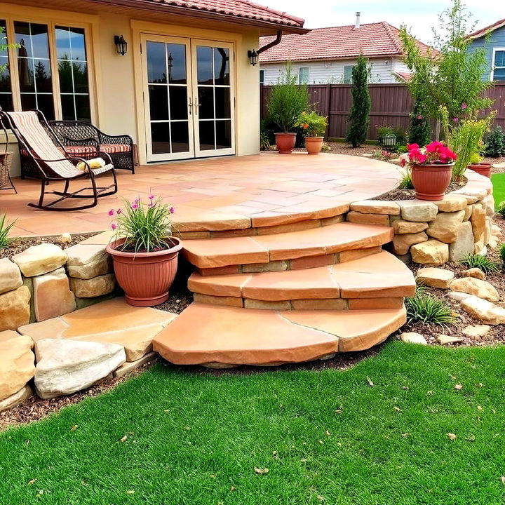 sandstone steps to add an earthy feel to your patio