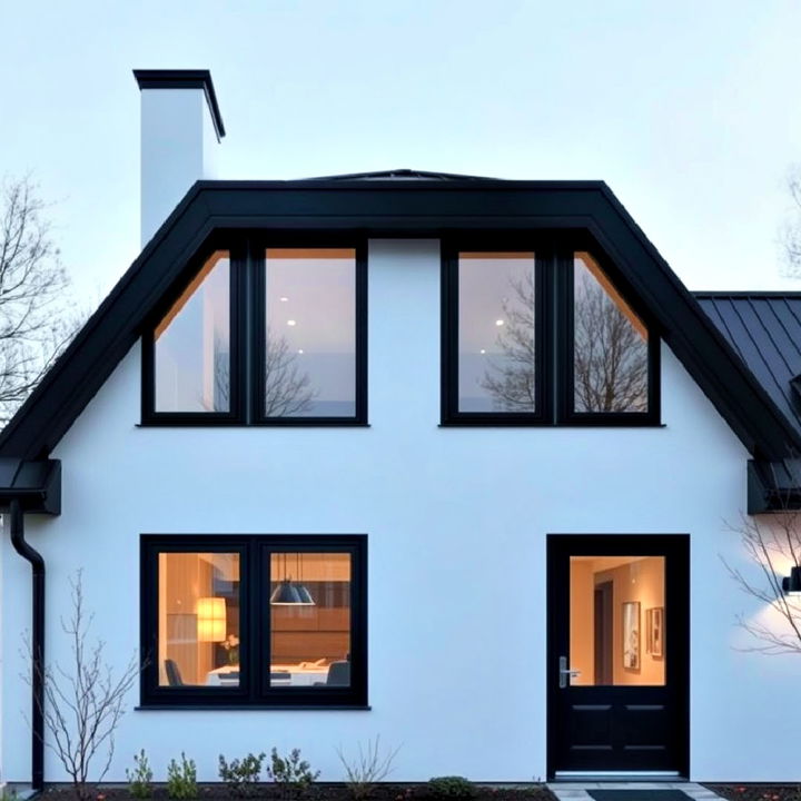 scandinavian simplicity house with black window accents