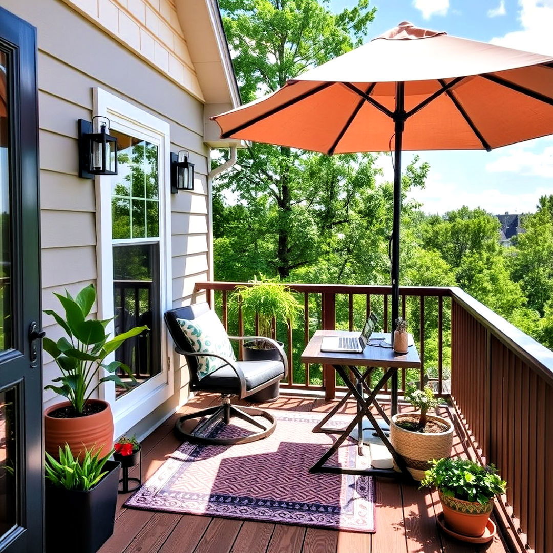 second floor deck into a peaceful outdoor office space