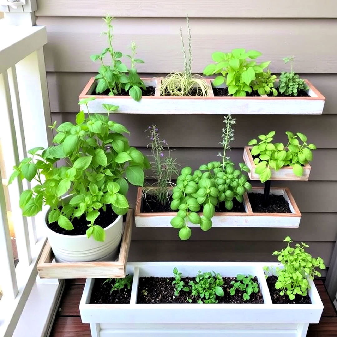 second floor deck with setting up a small herb garden