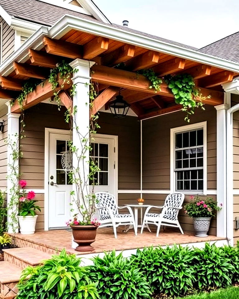 shed roof with trellis to enhance your porch s look