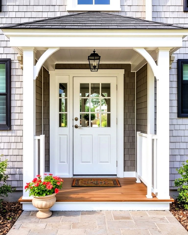 shingle clad cape cod porch