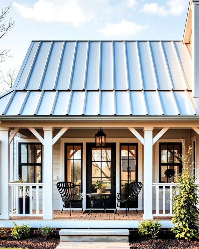 silver metal roof porch for industrial appeal