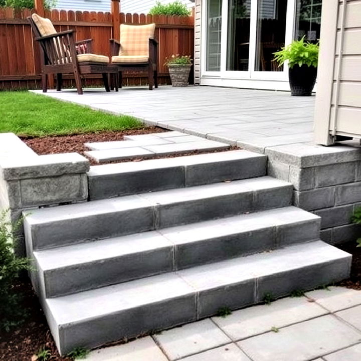 simple and sturdy concrete block patio steps