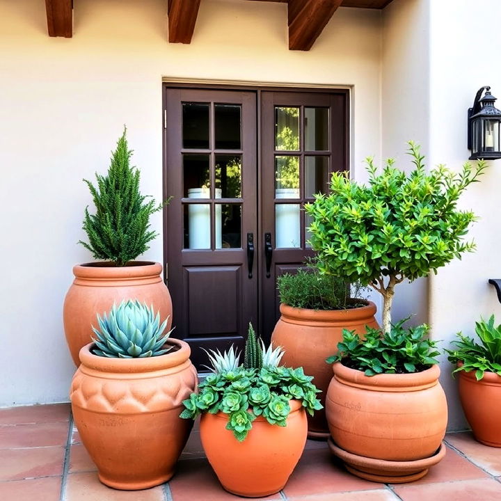 simple yet iconic clay pot planters for patio decor