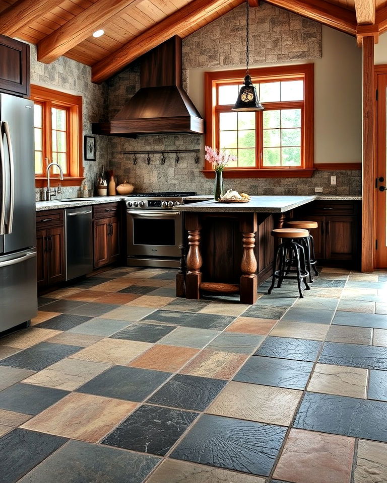 slate flooring for a mountain kitchen