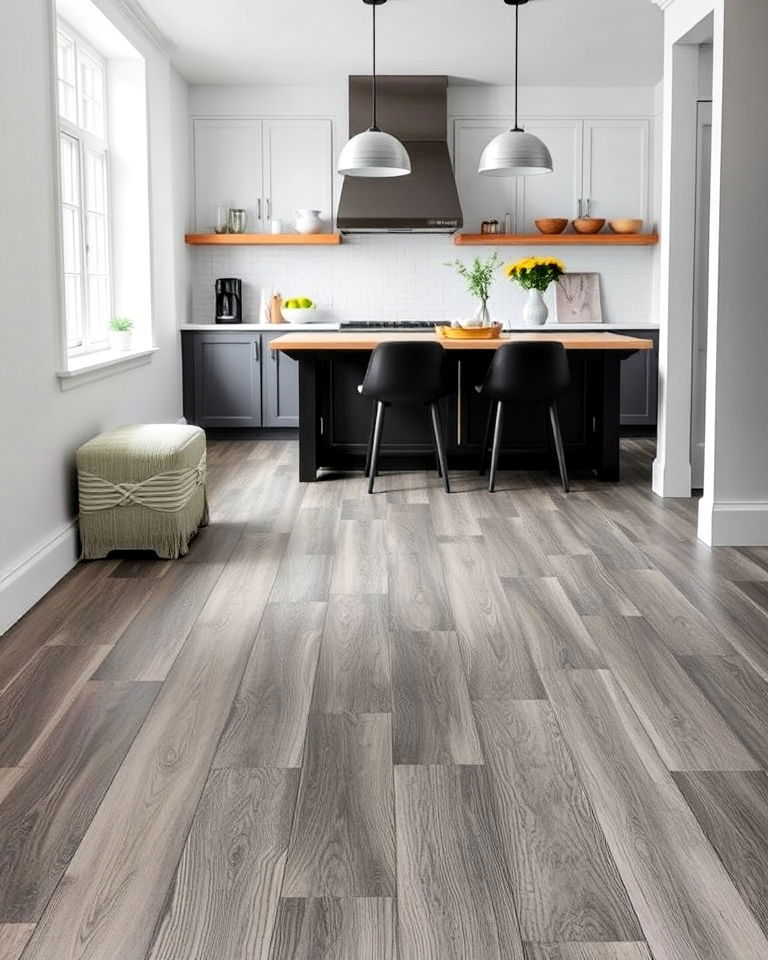 slate gray wood kitchen floor