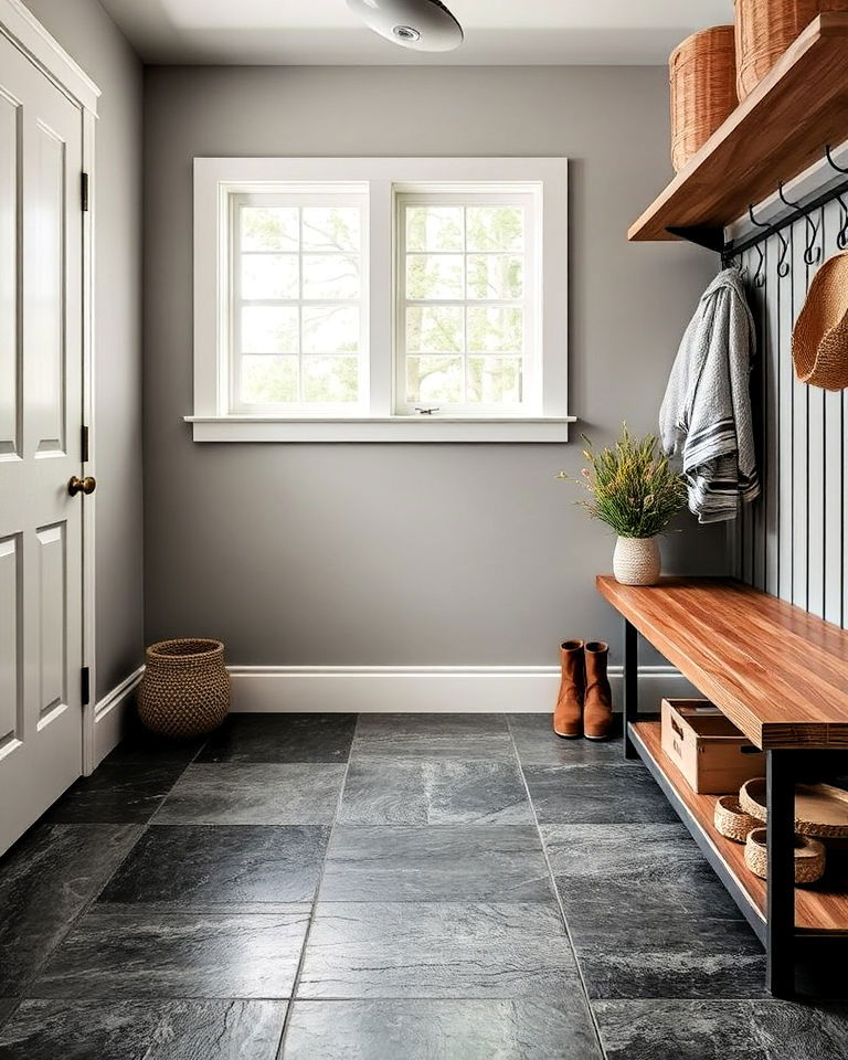 slate tiles mudroom flooring