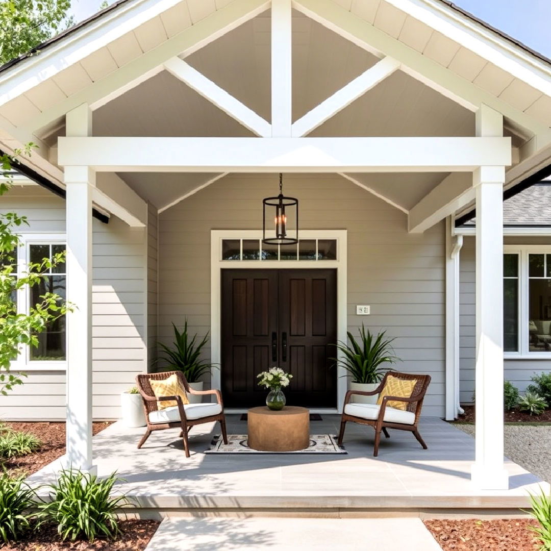 sleek and minimalist gable porch