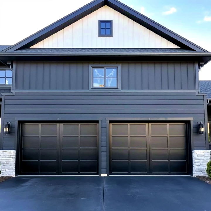 sleek black garage doors for a polished exterior