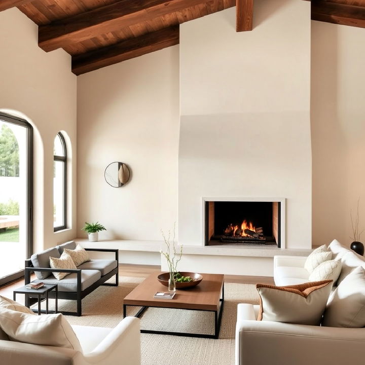 sleek mediterranean fireplace