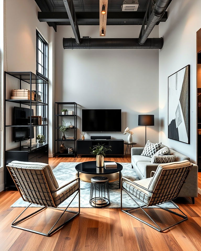 sleek metal accents and furnishing