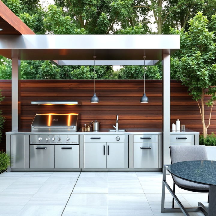 sleek modern bbq station