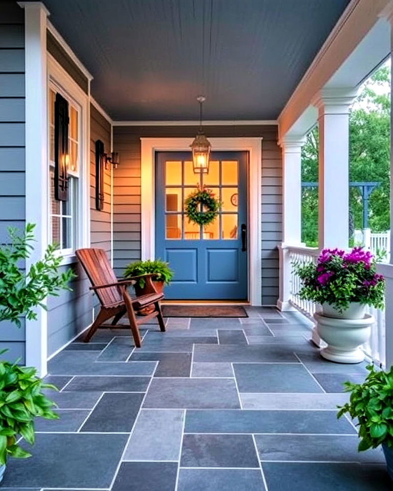 sleek slate tile porch