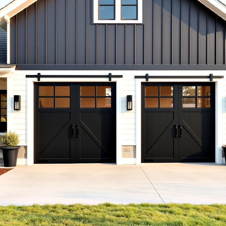 sliding barn doors in black for rustic elegance