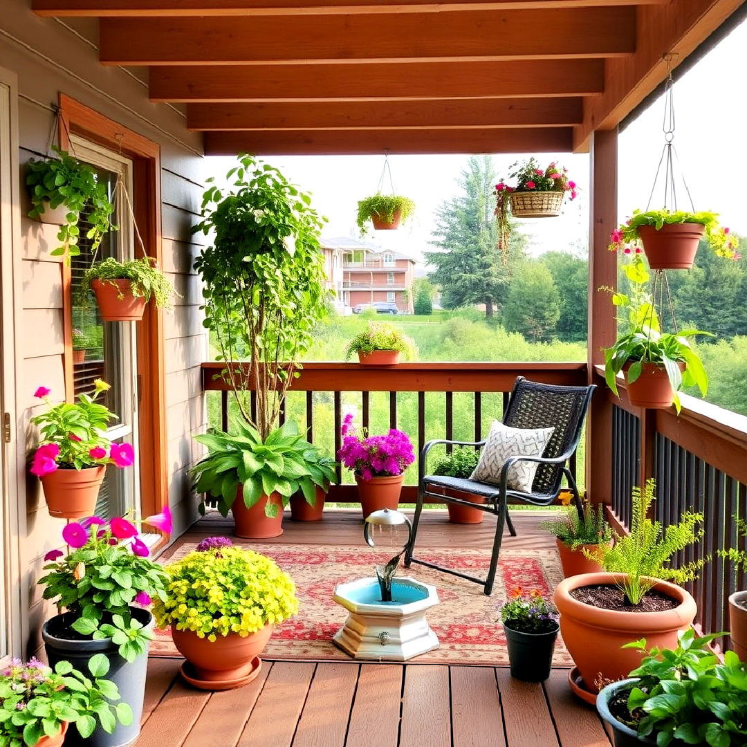 small garden second floor deck