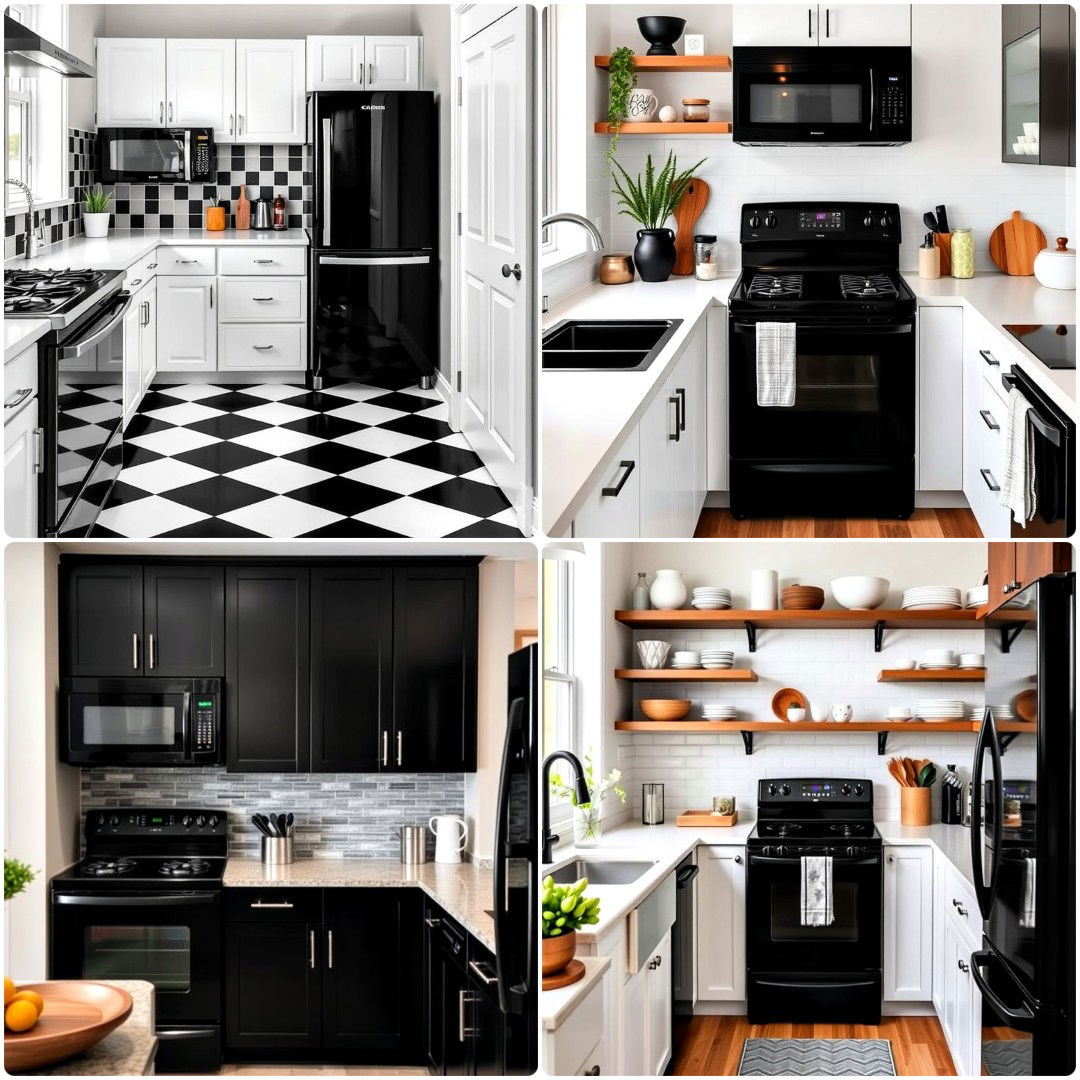 small kitchen with black appliances ideas