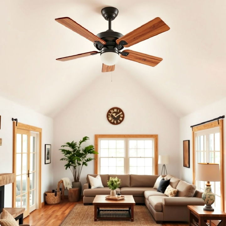 small living room wooden ceiling fan