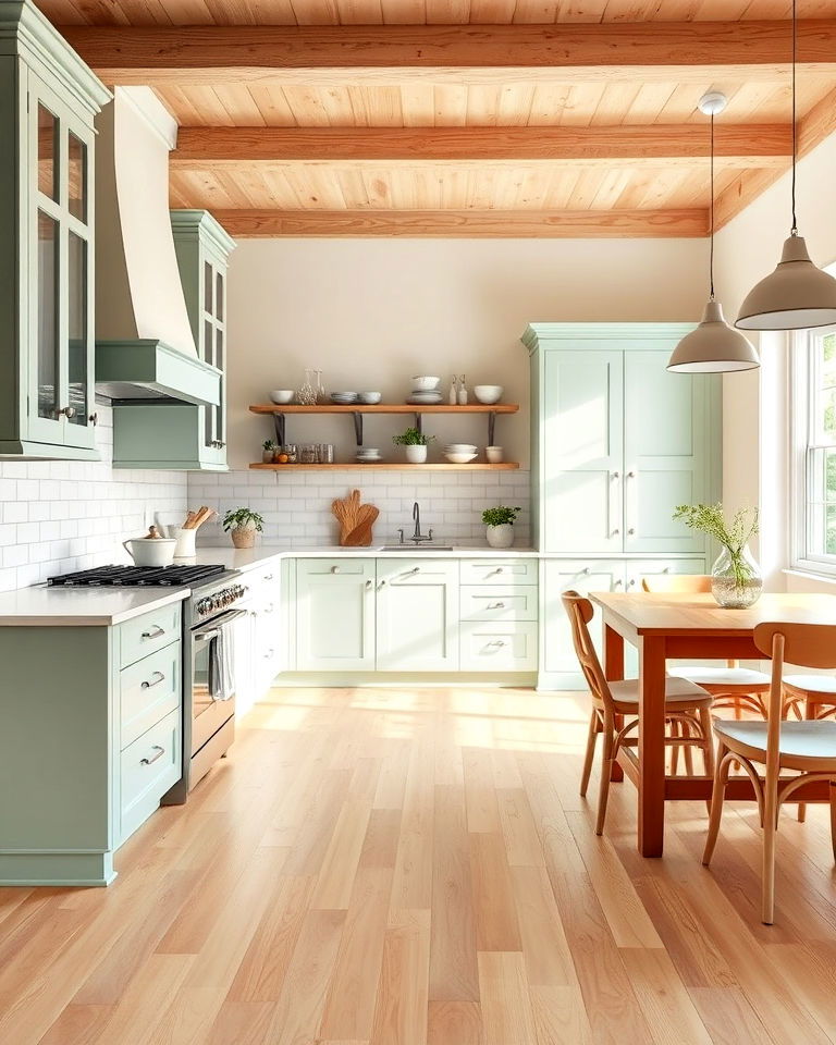 soft light birch floor for kitchen