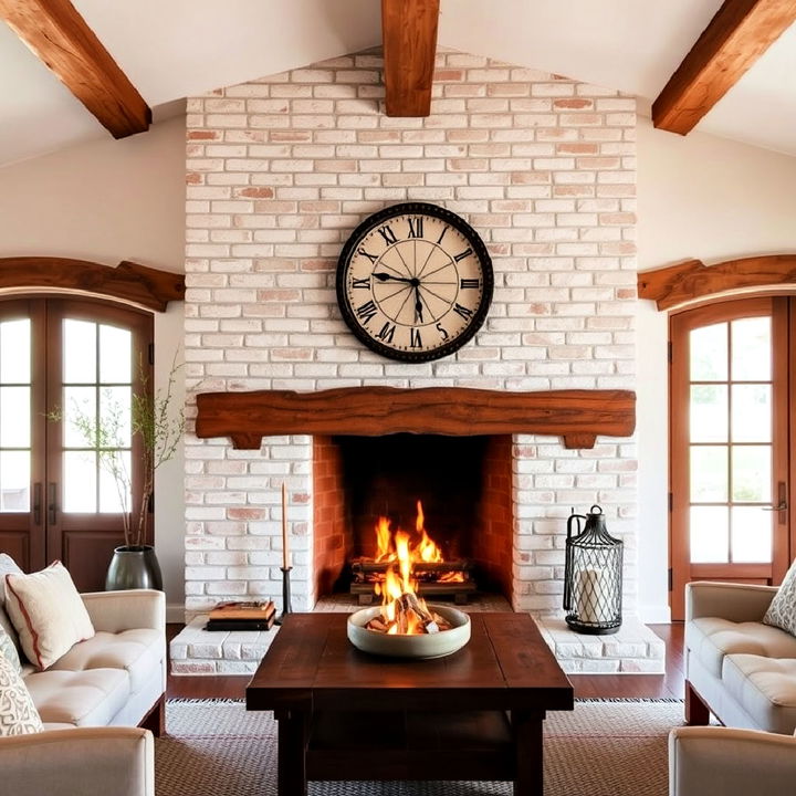 soft white brick fireplace