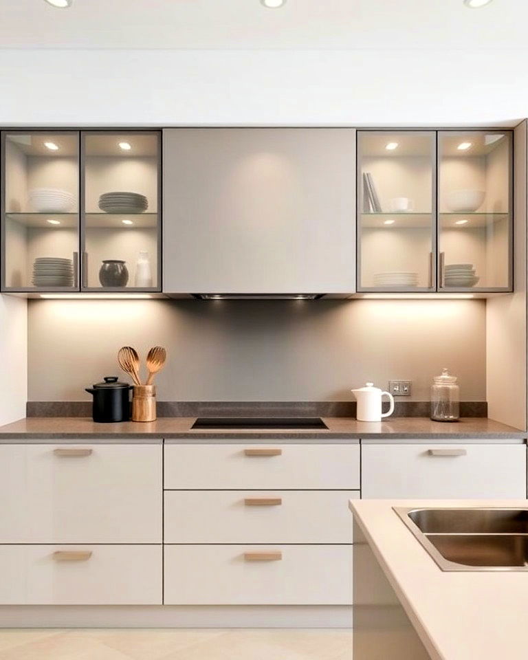 sophisticated matte glass cabinets