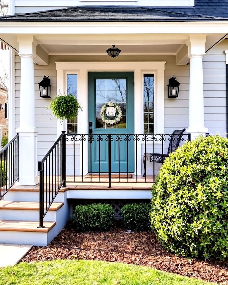 sophisticated wrought iron railing porch