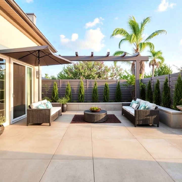 spacious look with large format tiles patio