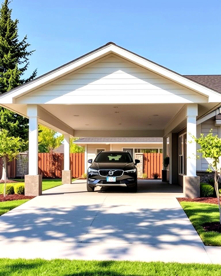 spacious open concept car porch