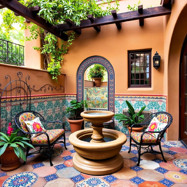 spanish hand painted tiles to bring life to a spanish patio