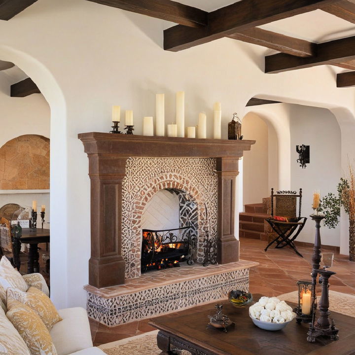 spanish style double sided fireplace idea