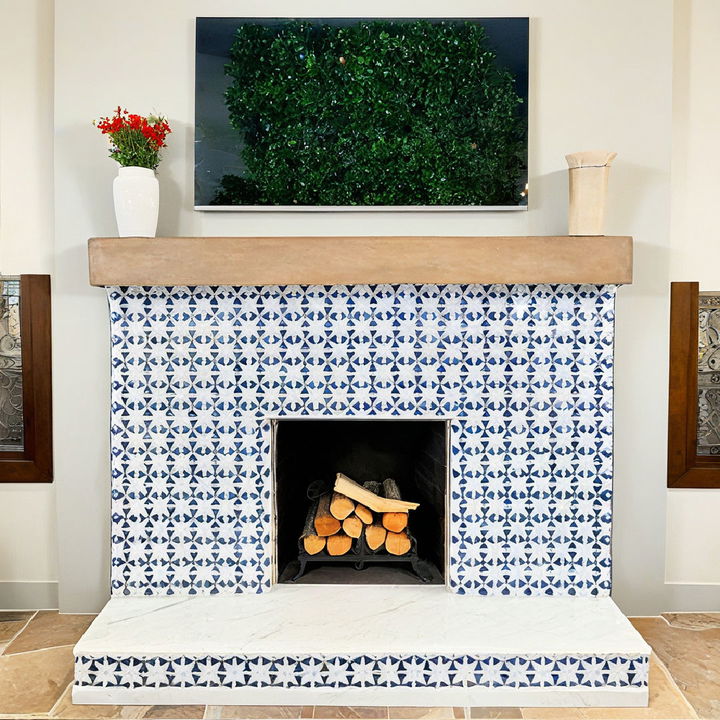 spanish style two tone fireplace idea