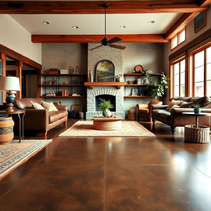 stained concrete floor for earthy tones