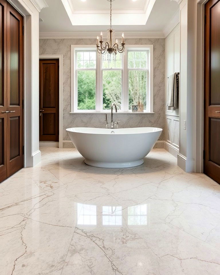 stained concrete luxury bathroom floor with a veining effect