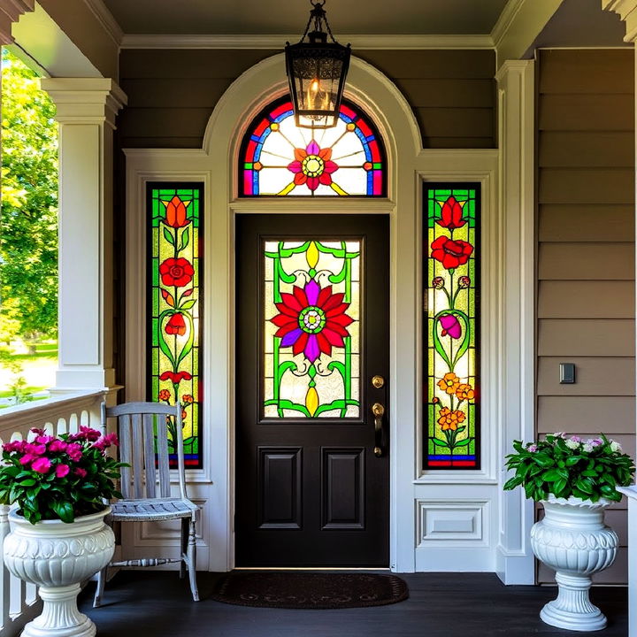 stained glass details front door