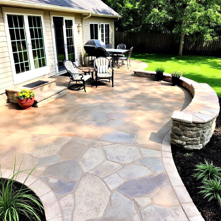 stamped concrete patio with a rustic stone appearance