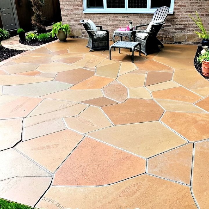 stamped concrete patio with soft gradient staining