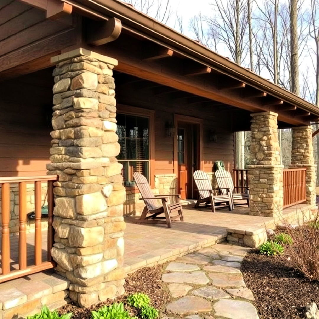 stone accents porch and pathway